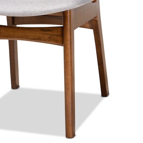 Baxton Studio Katya Mid-Century Modern Grey Fabric and Walnut Brown Finished Wood 2-Piece Dining Chair Set - 183-11635-ZORO
