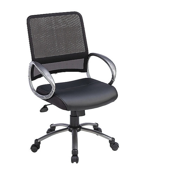 Lorell Leather Task Chair, 18-1/9" to 20-20/23", Black - LLR69518