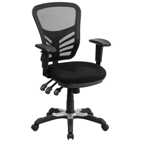 Flash Furniture Mid-Back Black Mesh Multifunction Desk Chairs, 4PK - 4-HL-0001-GG