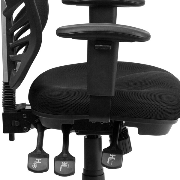 Flash Furniture Mid-Back Black Mesh Multifunction Desk Chairs, 4PK - 4-HL-0001-GG