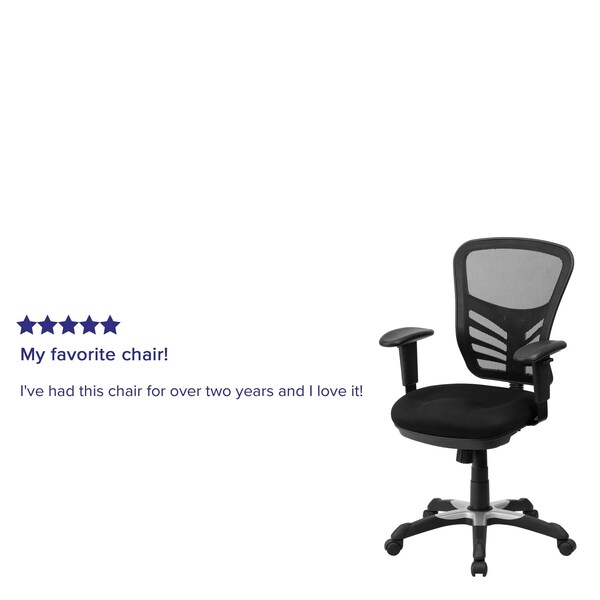 Flash Furniture Mid-Back Black Mesh Multifunction Desk Chairs, 4PK - 4-HL-0001-GG