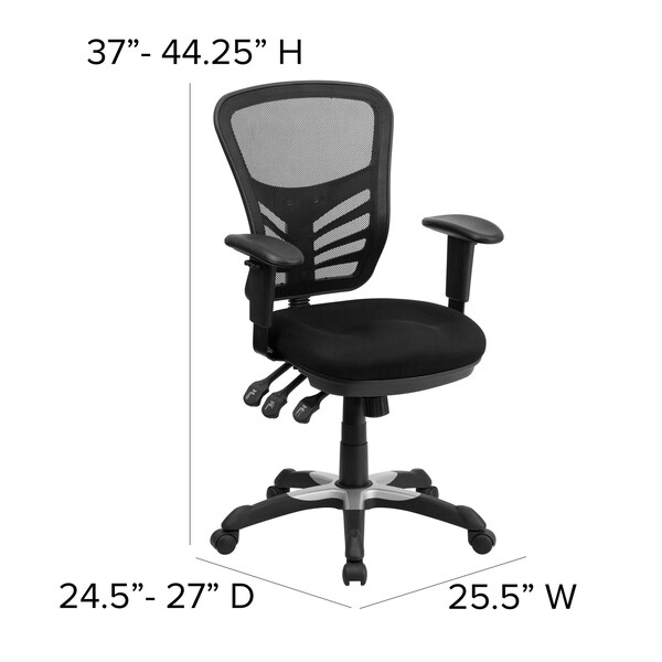 Flash Furniture Mid-Back Black Mesh Multifunction Desk Chairs, 4PK - 4-HL-0001-GG