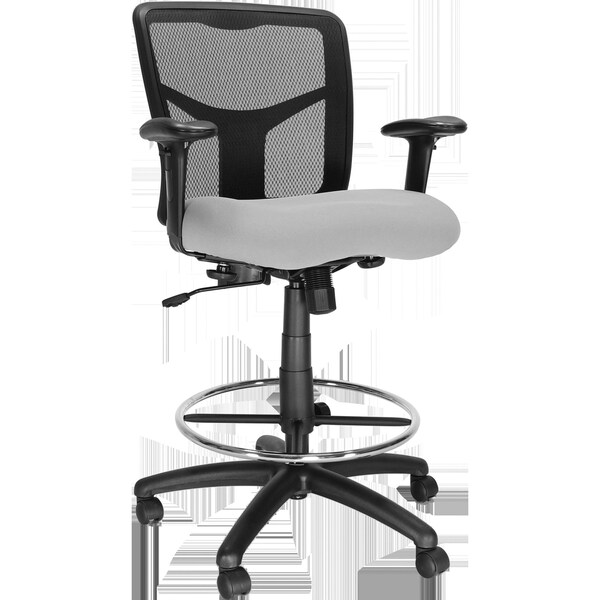 We'Re It Y-2 Black Mesh Back Drafting Stool with Footring and Gray Fabric Seat - OFD1122ST-GRY