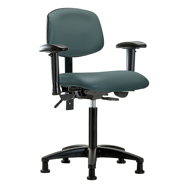 Zoro Select Medium Bench Chair Ergonomic Chair, Adjustable Arms, 21" to 28-1/4" Height, Vinyl, Black - BR-VMBCH-RG-T0-A1-NF-RG-8546