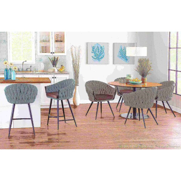 Lumisource Braided Matisse Chair in Grey Faux Leather and Grey Fabric - CH-BRAIDMAT BKGY
