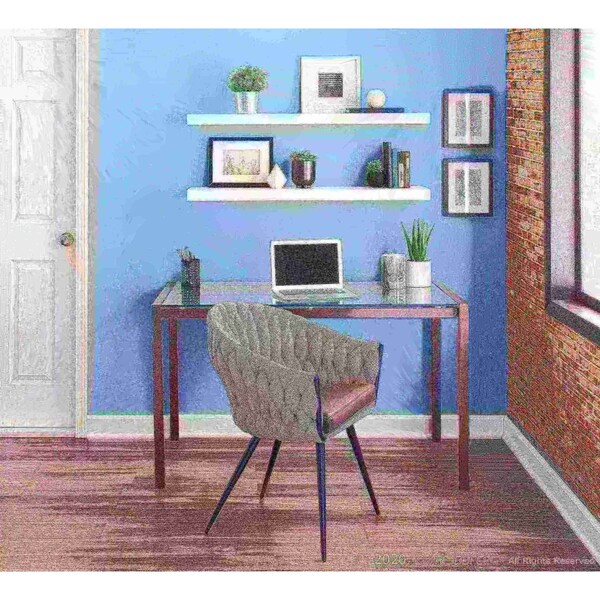 Lumisource Braided Matisse Chair in Grey Faux Leather and Grey Fabric - CH-BRAIDMAT BKGY