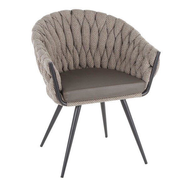 Lumisource Braided Matisse Chair in Grey Faux Leather and Grey Fabric - CH-BRAIDMAT BKGY