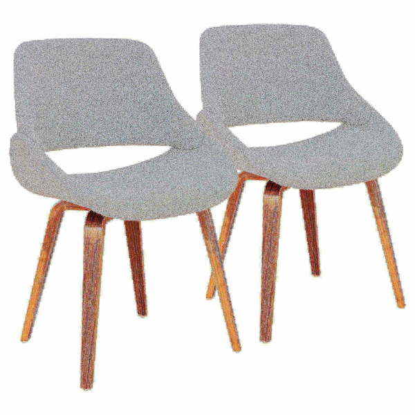 Lumisource Fabrico Dining/Accent Chair in Walnut and Grey Noise Fabric, PK 2 - CH-FBCONL WLGY2