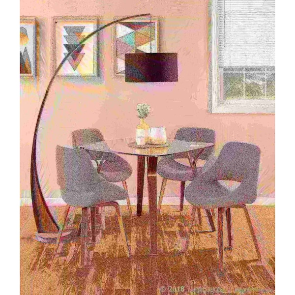 Lumisource Fabrico Dining/Accent Chair in Walnut and Grey Noise Fabric, PK 2 - CH-FBCONL WLGY2