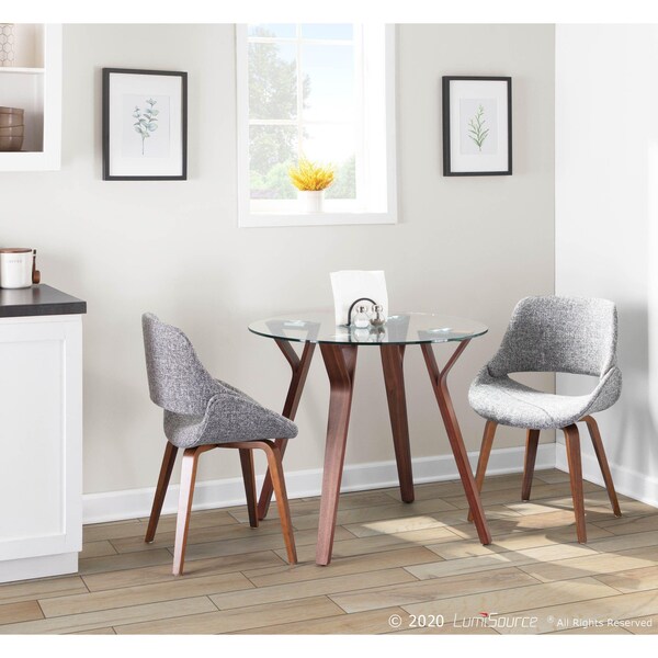 Lumisource Fabrico Dining/Accent Chair in Walnut and Grey Noise Fabric, PK 2 - CH-FBCONL WLGY2
