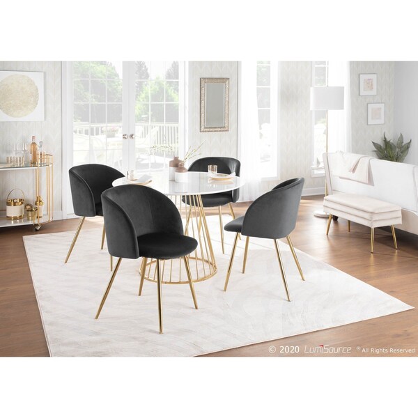 Lumisource Fran Chair in Gold Metal and Black Velvet, PK 2 - CH-FRAN AU+BK2