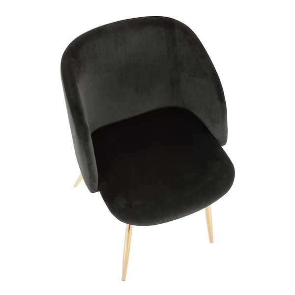 Lumisource Fran Chair in Gold Metal and Black Velvet, PK 2 - CH-FRAN AU+BK2