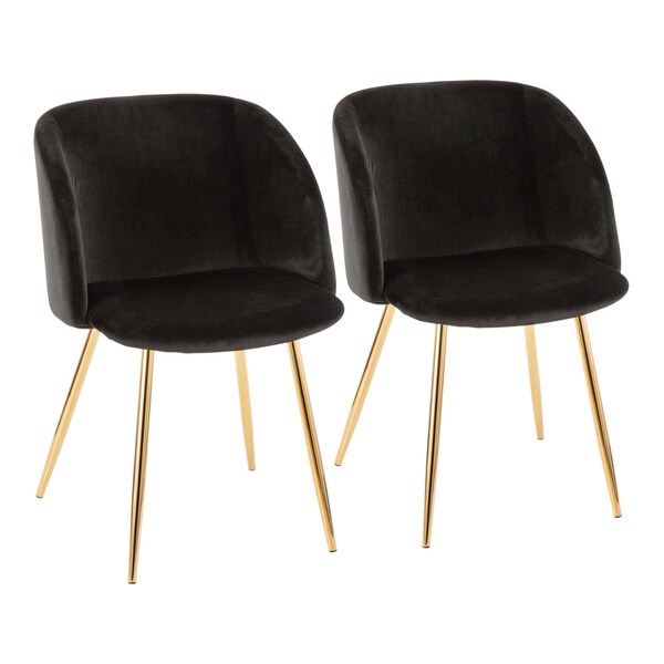 Lumisource Fran Chair in Gold Metal and Black Velvet, PK 2 - CH-FRAN AU+BK2