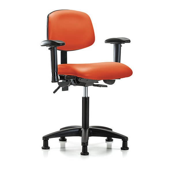 Blue Ridge Ergonomics Medium Bench Chair Chair, Vin, Med Ben, Tilt AA Glides, Orange, Adjustable Arms, 22" to 29" Height - BR-VMBCH-RG-T1-A1-NF-RG-8613
