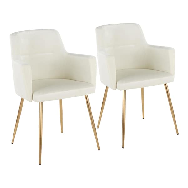 Lumisource Andrew Dining/Accent Chair in Gold Metal and Cream Velvet, PK 2 - CH-ANDRW AUVCR2