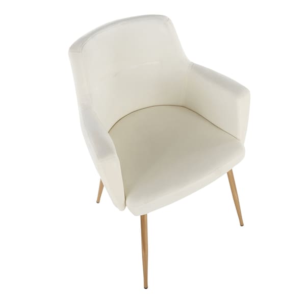Lumisource Andrew Dining/Accent Chair in Gold Metal and Cream Velvet, PK 2 - CH-ANDRW AUVCR2