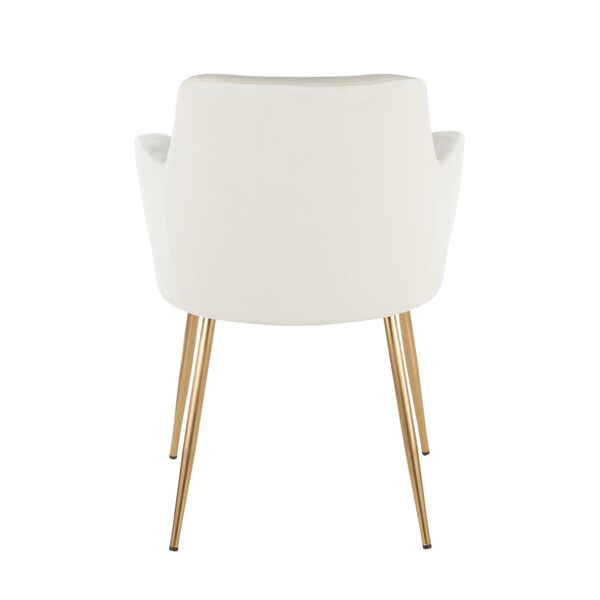 Lumisource Andrew Dining/Accent Chair in Gold Metal and Cream Velvet, PK 2 - CH-ANDRW AUVCR2