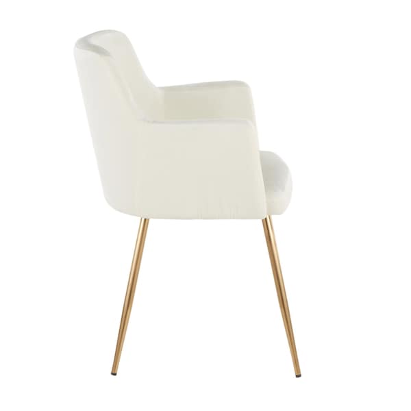 Lumisource Andrew Dining/Accent Chair in Gold Metal and Cream Velvet, PK 2 - CH-ANDRW AUVCR2