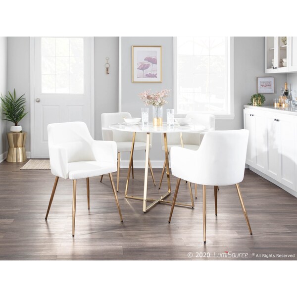 Lumisource Andrew Dining/Accent Chair in Gold Metal and Cream Velvet, PK 2 - CH-ANDRW AUVCR2