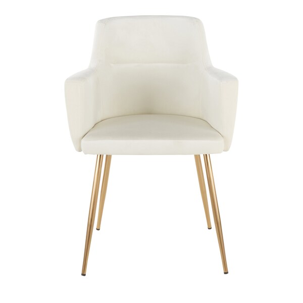 Lumisource Andrew Dining/Accent Chair in Gold Metal and Cream Velvet, PK 2 - CH-ANDRW AUVCR2