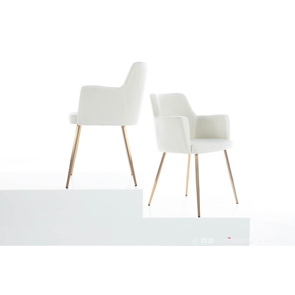 Lumisource Andrew Dining/Accent Chair in Gold Metal and Cream Velvet, PK 2 - CH-ANDRW AUVCR2