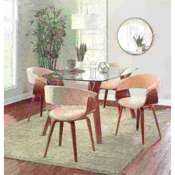 Lumisource Vintage Mod Dining/Accent Chair in Walnut and Cream - CH-VMONL WL+CR