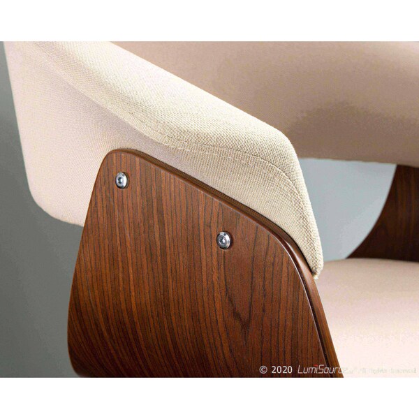 Lumisource Vintage Mod Dining/Accent Chair in Walnut and Cream - CH-VMONL WL+CR