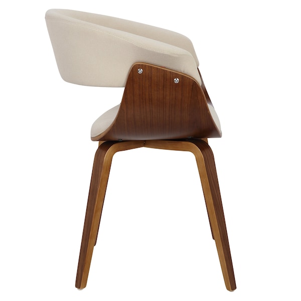 Lumisource Vintage Mod Dining/Accent Chair in Walnut and Cream - CH-VMONL WL+CR