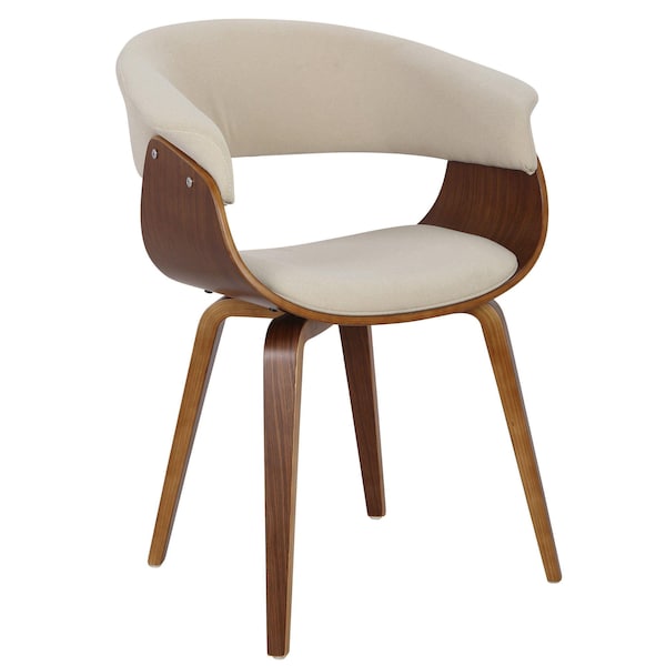 Lumisource Vintage Mod Dining/Accent Chair in Walnut and Cream - CH-VMONL WL+CR