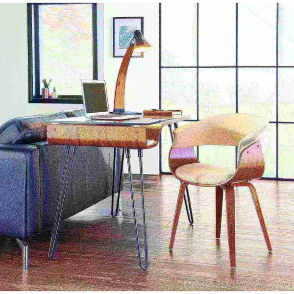 Lumisource Vintage Mod Dining/Accent Chair in Walnut and Cream - CH-VMONL WL+CR