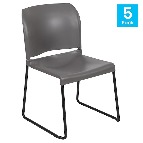 Flash Furniture Gray Plastic Stack Chair, PK5 - 5-RUT-238A-GY-GG