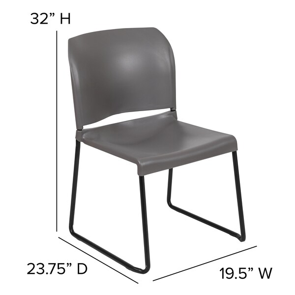 Flash Furniture Gray Plastic Stack Chair, PK5 - 5-RUT-238A-GY-GG