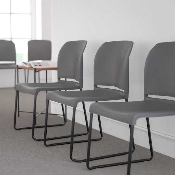 Flash Furniture Gray Plastic Stack Chair, PK5 - 5-RUT-238A-GY-GG