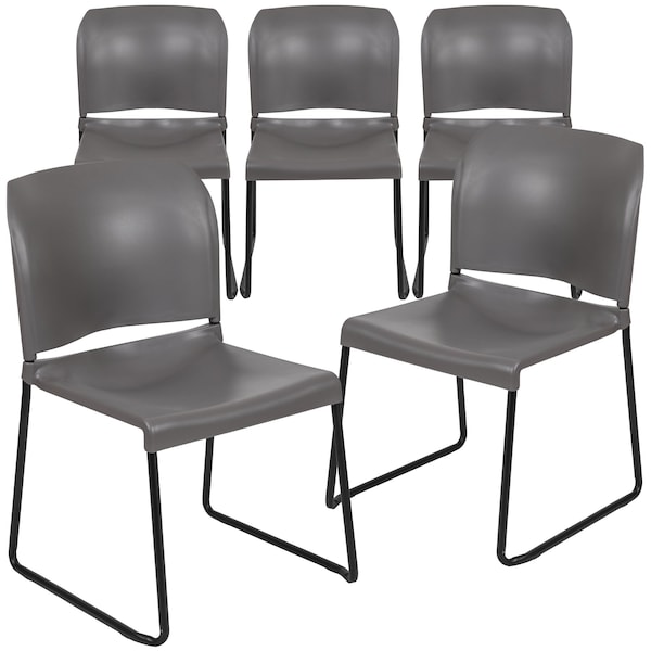 Flash Furniture Gray Plastic Stack Chair, PK5 - 5-RUT-238A-GY-GG