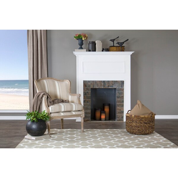 Baxton Studio Charlemagne Traditional French Accent Chair-Oak (Brown Stripe) - 107-5487