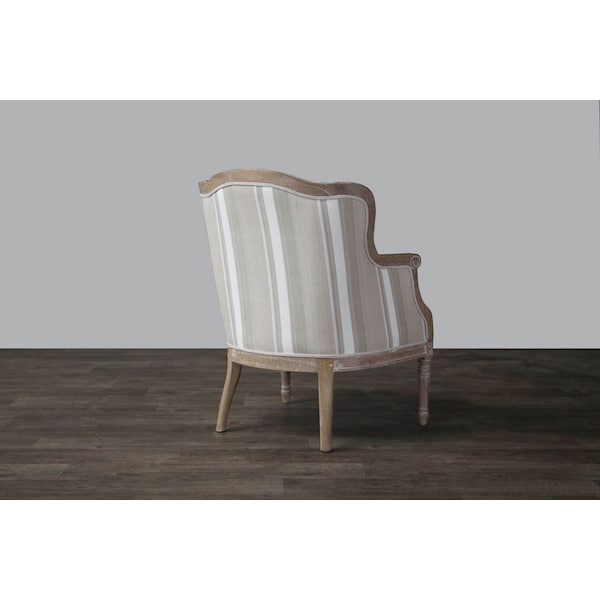 Baxton Studio Charlemagne Traditional French Accent Chair-Oak (Brown Stripe) - 107-5487