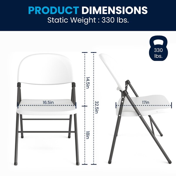 Flash Furniture 330 lb. Capacity Granite White Plastic Chair, 4PK - 4-DAD-YCD-50-WH-GG