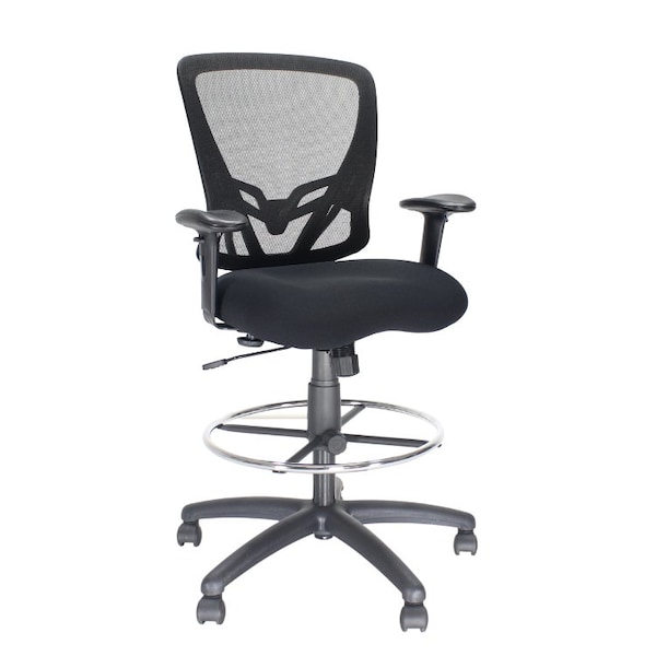 We'Re It Zapp-2 Black Mesh Back Drafting Stool with Footring and Black Fabric Seat - OFD500ST-BLK