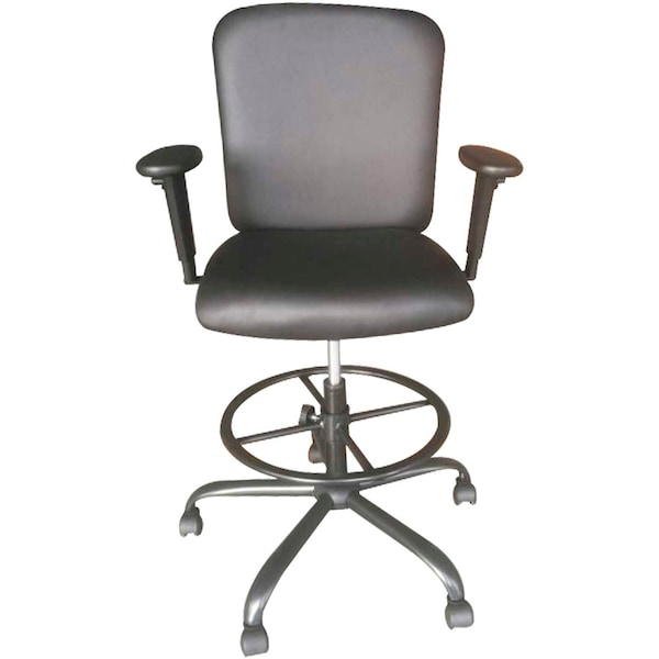Interion By Global Industrial Interion Antimicrobial PU Leather Big & Tall Drafting Stool, Black - 695658-AM