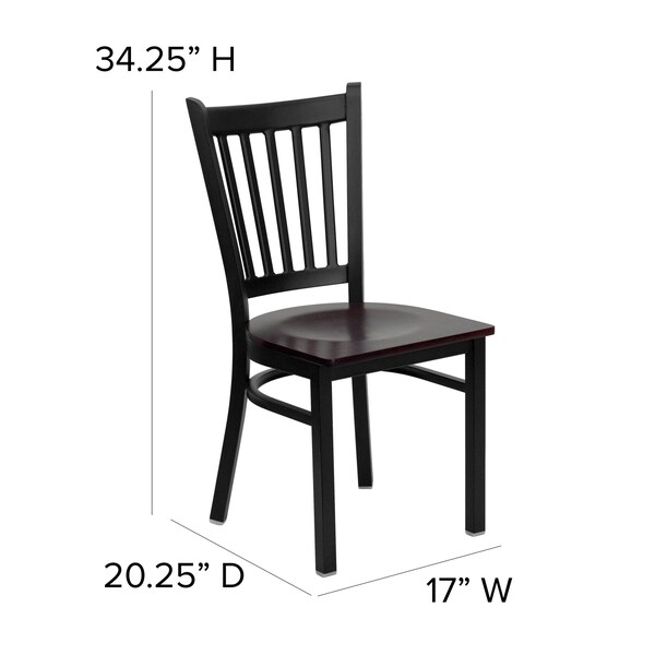 Flash Furniture Black Vert Chair-Mah Seat - 2-XU-DG-6Q2B-VRT-MAHW-GG