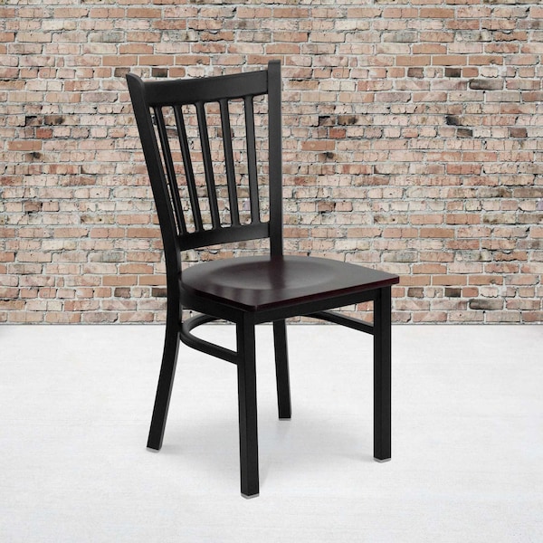 Flash Furniture Black Vert Chair-Mah Seat - 2-XU-DG-6Q2B-VRT-MAHW-GG