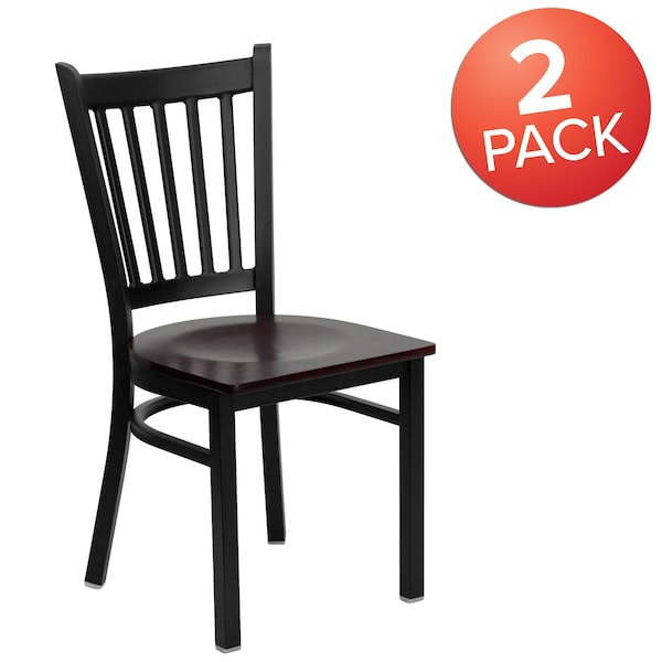 Flash Furniture Black Vert Chair-Mah Seat - 2-XU-DG-6Q2B-VRT-MAHW-GG