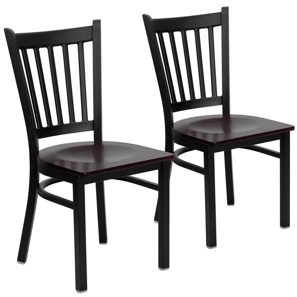 Flash Furniture Black Vert Chair-Mah Seat - 2-XU-DG-6Q2B-VRT-MAHW-GG