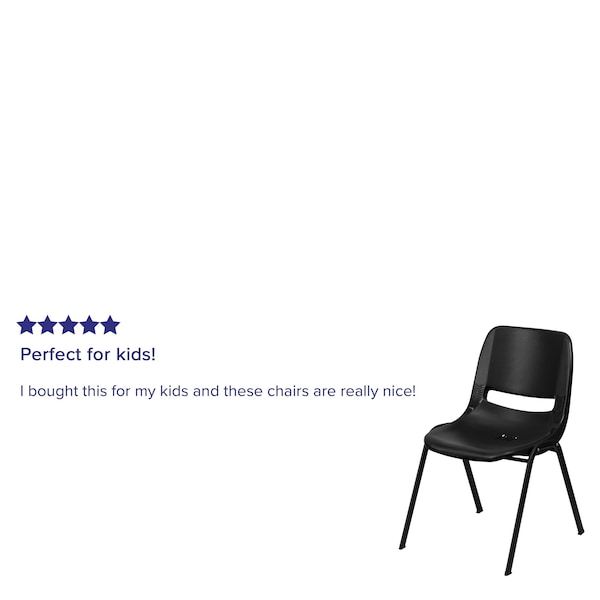 Flash Furniture Black Stack Chair-Black Frame - 5-RUT-16-PDR-BLACK-GG