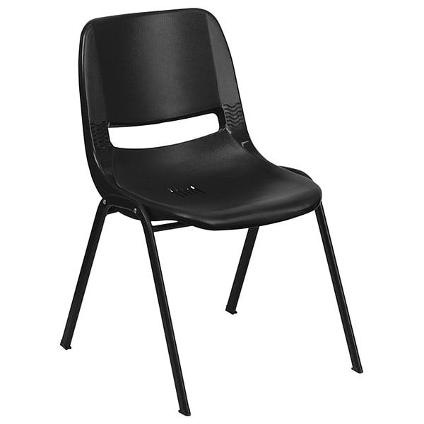 Flash Furniture Black Stack Chair-Black Frame - 5-RUT-16-PDR-BLACK-GG