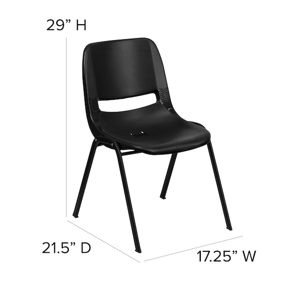 Flash Furniture Black Stack Chair-Black Frame - 5-RUT-16-PDR-BLACK-GG