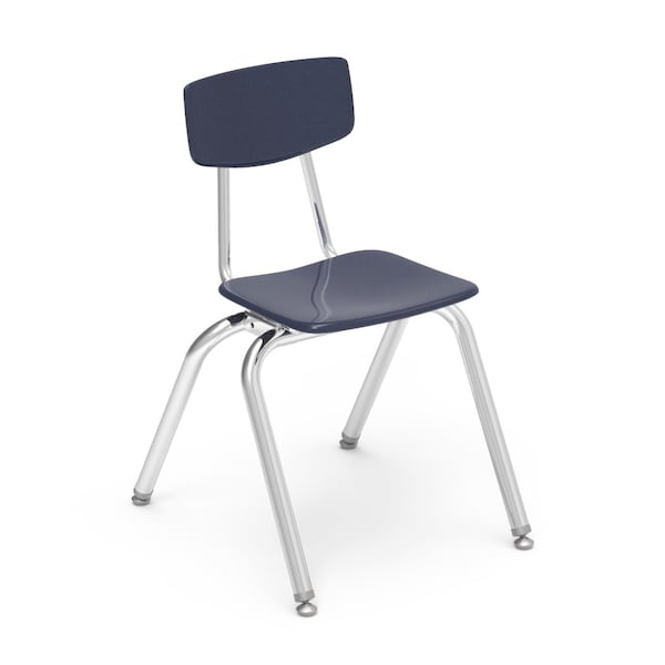 Virco 3000 Series 16" Classroom Chair, 3rd - 4th Grade with Nylon Glides - Navy Seat - 3016