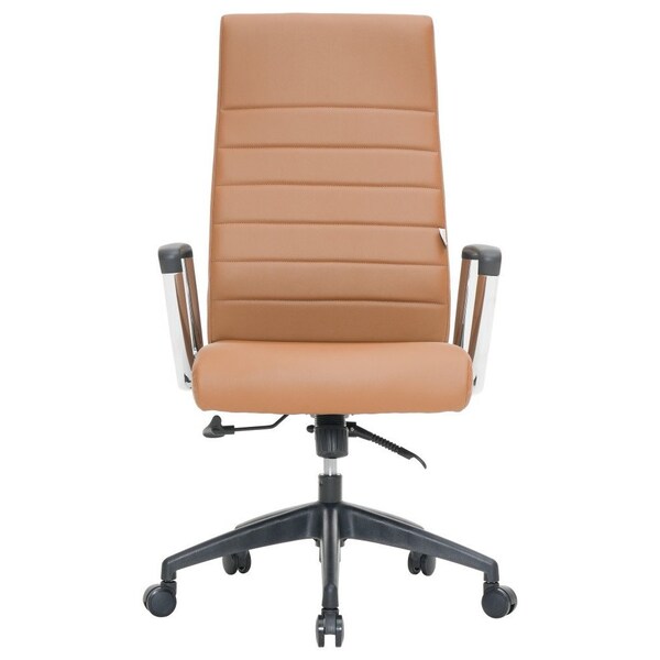 Leisuremod Hilton High-Back Leather Office Chair, Light Brown - HO20LBRL