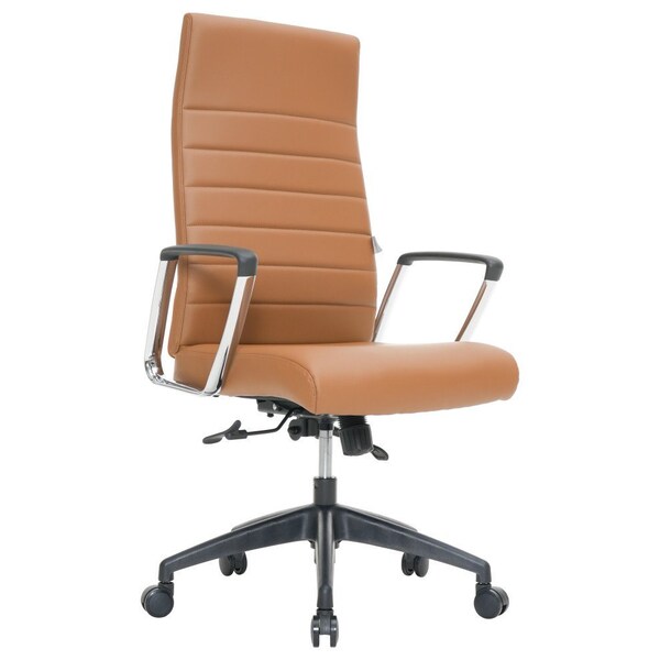 Leisuremod Hilton High-Back Leather Office Chair, Light Brown - HO20LBRL