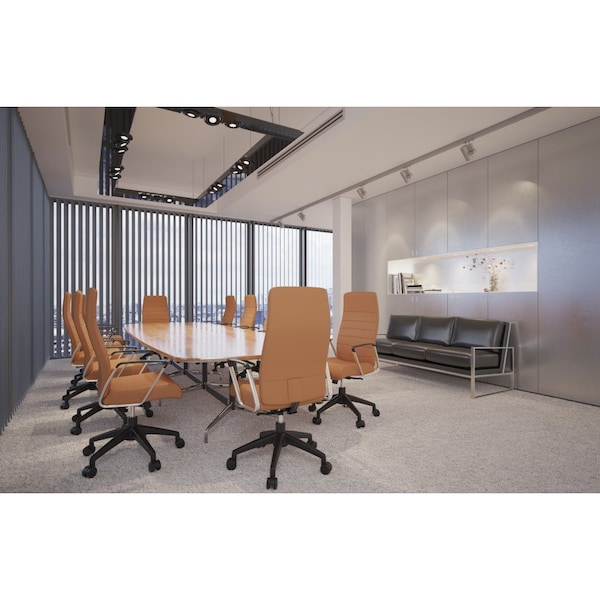 Leisuremod Hilton High-Back Leather Office Chair, Light Brown - HO20LBRL